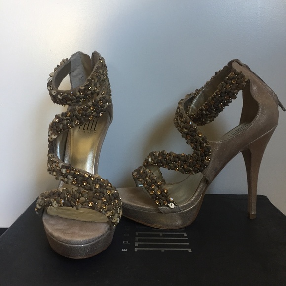 Pelle Moda Embellished Bronze/Gold HighHeel Sandal - Picture 3 of 7